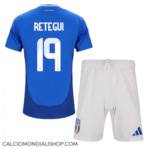 Maglie da calcio Italia Mateo Retegui #19 Prima Maglia Bambino Europei 2024 Manica Corta (+ Pantaloni corti)